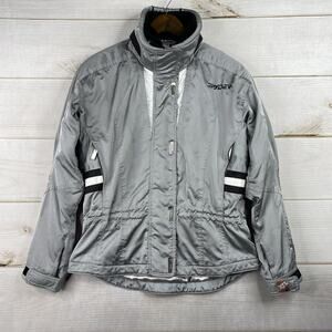 Spider Womens Sz 4 Ski Winter Jacket Thinsulate Silver Gray Ski Pockets Logo
